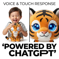 Peluche Eléctrico de Tigre Rayado con IA ChatGPT, LED de Brillo Estrellado, Activación por Tacto, Diálogo Multilingüe, Acepta Personalización de Fábrica, Cuteyeah