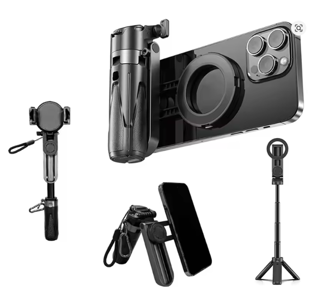 Magnetic Phone Grip Tripod Selfie Stick Magnetic Phone Tripod With Remote for iPhone Android Universal All