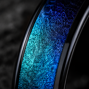 Anillo de banda de eternidad JLM al por mayor de acero inoxidable galvanizado antideslustre con diseño de arena movediza cósmica de galaxia para hombres, mujeres y unisex, para boda - Product Image 4