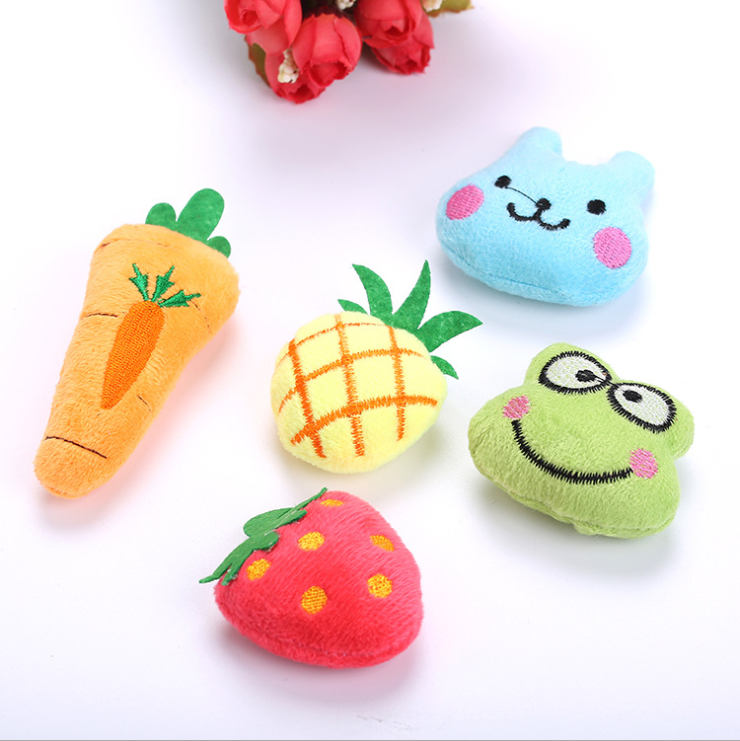 Hot Selling Wholesale Pet Supplies Cute Animal And Fruit Shape Plush Cat Toy Within Catnip For Kitten In Stock Fast Delivery