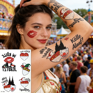 Parches Bordados Termoadhesivos con Diseño Festivo <span class=keywords><strong>de</strong></span> Carnaval, Dibujos Animados Lindos y Alegres en Rojo, Tatuajes Temporales <span class=keywords><strong>de</strong></span> Carnaval - Product Image 4