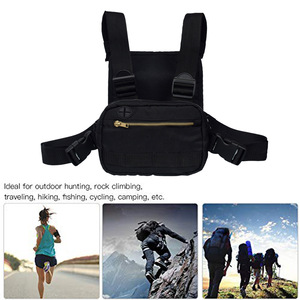 Sac de poitrine à fixation frontale pour la course à pied, le sport et les activités de plein air, sac à dos imperméable en polyester noir, capacité 20L, sac de jogging - Product Image 3
