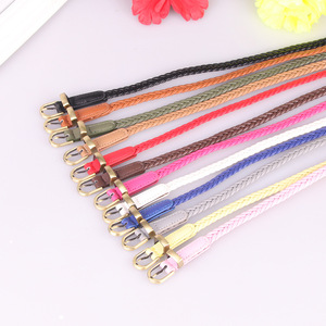 Mode dame alliage boucle ardillon femmes <span class=keywords><strong>ceinture</strong></span> <span class=keywords><strong>tressée</strong></span> pas de trous <span class=keywords><strong>ceinture</strong></span> tissée maigre pour robe - Product Image 2