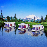 Capsule spatiale flottante, nouvelle maison mobile, maison flottante préfabriquée en acier pour maisonnette extérieure, maison-bateau de luxe