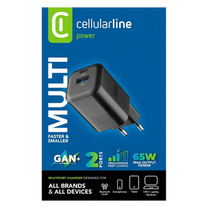 Chargeur USB Type-A, USB Type-C MULTI 65W GaN+ Noir ACHGANENTRY2PD65WK - Product Image 3