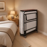 Lit pliant portable avec matelas, mobilier de chambre à coucher en acier pour hôtel, lit moderne en fer doux, 10 pièces