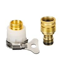 Raccord de Robinet en Laiton 3-en-1 15-23mm, Adaptateur de Robinet à Couplage Rapide pour Tuyau, Machine à Laver, Pistolet de Lavage de Voiture, Raccord de Tuyau d'Eau