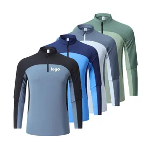 Blusa unissex com zíper de 1/4 para homens, pulôver com logotipo personalizado, roupa de treino com 1/4 zip de secagem rápida, novo design, novidade de 2024