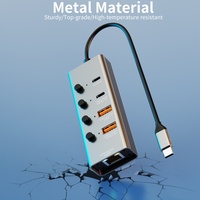 USB C Hub portabel 5 in 1 dengan sakelar On/Off Individual Splitter sangat baik permukaan buku Mac Laptop iPhone-USB 3.1 kompatibel