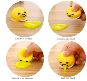 Jouet anti-stress amusant en forme d'œuf qui vomit - Balle à presser pour farces, œuf qui éclotte, jouet fantaisie pour soulager le stress, cadeau rigolo pour enfants et adultes - Product Image 5