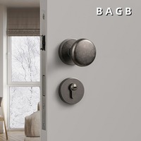 Poignée de porte ovale en bronze antique rétro, forme d'œuf, silencieuse, serrure de porte vintage pour hôtels, porte en bois