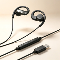 Nouveaux écouteurs intra-auriculaires ouverts de style moderne, filaires Type-C, avec crochet d'oreille, étanches IPX0, câble de 1,2 m, écouteurs sportifs pour la course à pied