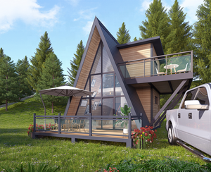 Casas Prefabricadas Modulares de Acero Estilo <span class=keywords><strong>Boutique</strong></span> de Bajo Costo con Entrega Mundial, Kit de Casas Triangulares Tipo Bungalow para Hotel u Hogar - Product Image 4