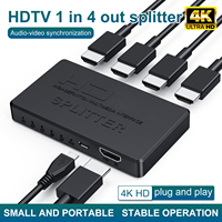 Vente en gros 4K Ultra-mince Mini HDTV Splitter 1 en 4 sorties 4 ports Display Hub Séparateurs et convertisseurs vidéo pour PS3/PS4 TV PC