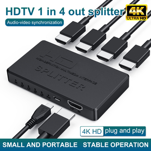 Vente <span class=keywords><strong>en</strong></span> gros 4K Ultra-mince Mini HDTV Splitter 1 <span class=keywords><strong>en</strong></span> 4 sorties 4 ports Display Hub Séparateurs et convertisseurs vidéo pour PS3/PS4 TV PC - Product Image 2