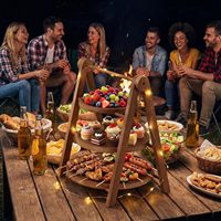 Plateaux de service en bois à 3 niveaux Marsui 12''/10''/8'' – Planche à charcuterie solide réutilisable pour fêtes et événements