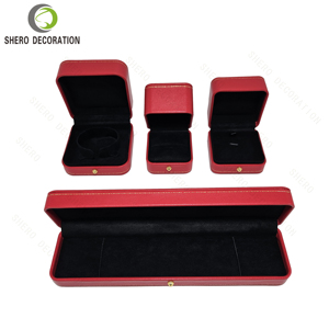 Boîte à bijoux de luxe en cuir rouge sur mesure de l'usine OEM, boîte à bijoux de marque pour bagues, bracelets, joncs, boucles d'oreilles, emballage de marque - Product Image 1