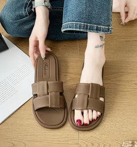 <span class=keywords><strong>Ciabatte</strong></span> infradito da donna stile coreano con punta quadrata e cinturini intrecciati, leggere e antiscivolo, perfette per la spiaggia estiva - Product Image 1