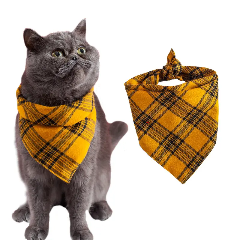 Cotone privato triangolo Plaid doppio lato gatto Bandana Logo personalizzato bavaglini per cani sciarpa per decorazioni per animali di natale