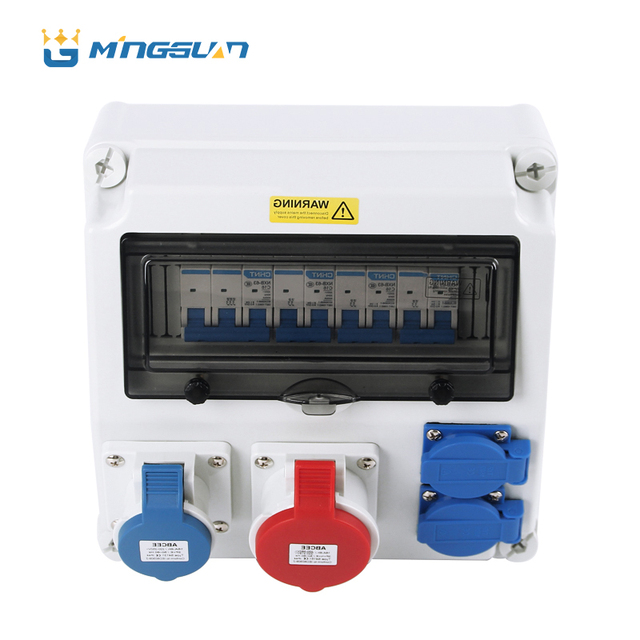 CNPNJI ABS/PC Power Box Socket Wall Mount Electrical Distribution Panel 10 Gang Industrial Outlets IP67 Waterproof/Dustproof for
