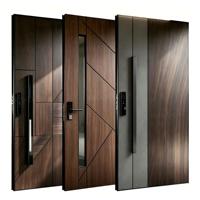 Porte d'entrée principale en acier au design américain classique avec caractéristiques de sécurité, en aluminium et bois massif, pivotante, pour maison