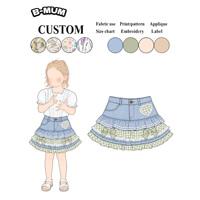 Jupe en jean à volants superposés pour filles, motif cœur, à carreaux, avec nœud et dentelle, pour anniversaire d'enfant, 2-7 ans, personnalisable OEM ODM – Un incontournable !