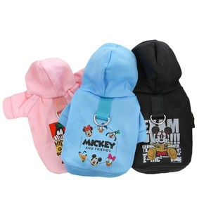Sudadera con capucha para mascotas Mickey, forrada de lana, con correa para gatos y perros, rosa, azul, negro - Product Image 5