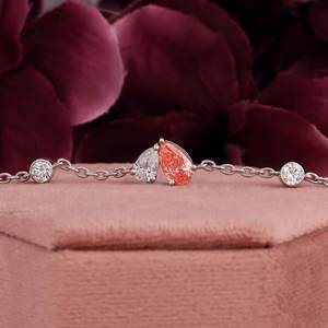 Moissanite Pear Cut Chain Link Bracelet 925 Sterling Silver Plated Unisex Trendy Fashion Jewelry Elegant Gift for <b>Men</b> Women - Product Image 6