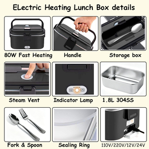 Boîte à lunch électrique portable de qualité alimentaire 304 SS 1,8 L, sans eau, pour garder les <span class=keywords><strong>repas</strong></span> au chaud, pour la maison, la voiture, le <span class=keywords><strong>camion</strong></span>, le bureau, l'extérieur - Product Image 3