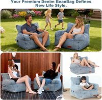 Fauteuil pouf en denim style jean avec housse amovible pour salon et chambre