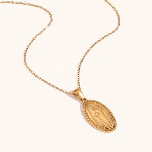 Kalung grosir pohon kelapa Oval liontin kalung Gratis perhiasan berlapis emas - Product Image 5