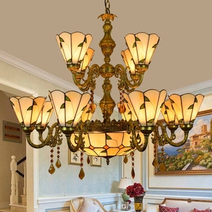 Enorme Led Luce Del Pendente Sala Da Pranzo Dell'hotel Lampadari Lampada Moderna Casa Cristal Tiffany Macchiato di Vetro Di Grandi Dimensioni <span class=keywords><strong>Doppio</strong></span> <span class=keywords><strong>Lampadario</strong></span> di Cristallo - Product Image 6