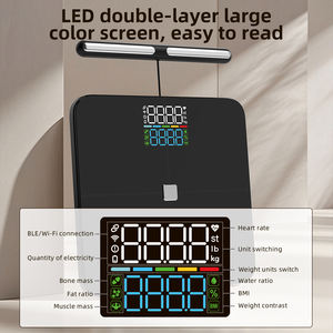 Balance de salle de bain numérique unique, analyseur de graisse corporelle à 8 électrodes, fonction IMC, alimentée par piles, pour peser dans la salle de bain - Product Image 3