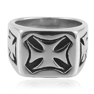 Men's Titanium Steel <b>Cross</b> <b>Ring</b> <b>Silver</b> Geometric Punk Style Fashion Jewelry Gift 24047 - Product Image 1