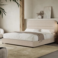 Lit plateforme rembourré au design moderne et élégant avec tête et pied de lit en velours, lattes en bois, lit de rangement gain de place