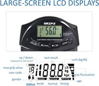Testeur de force de préhension Dynamomètre numérique pour la force de préhension Écran LCD USB Dynamomètre pour la force de préhension