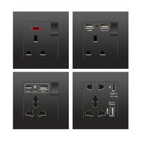 Interrupteur d'éclairage 13A UK, prise USB Type-C universelle 18W à charge rapide intelligente, prise murale électrique double USB AC 110-250V