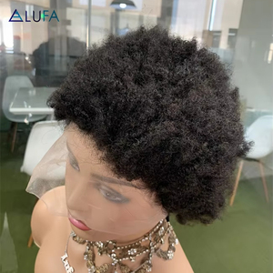 Wig Rambut Asli HD Lace Glueless DX458, Model Afro Kinky Curl Lurus Tanpa Jepit dan Sisir untuk Pasien - Product Image 4