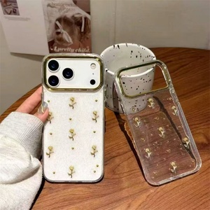 2025 INS เคสโลหะสีเงินลายรักดอกไม้หัวใจสำหรับ iPhone 17 Air 16 PRO MAX 14 13 12ฝาหลังโปร่งใส - Product Image 3