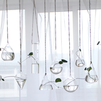 Jardinière murale suspendue Pot de plantes en verre Terrarium à eau Conteneurs en verre Vases muraux pour fleurs Plantes hydroponiques à l'air