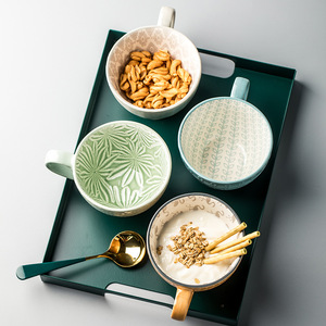 Tazas de cerámica con logotipo personalizado, grabado e impresión, estilo nórdico, para regalos y obsequios de hotel, azul claro, blanco roto, naranja - Product Image 1