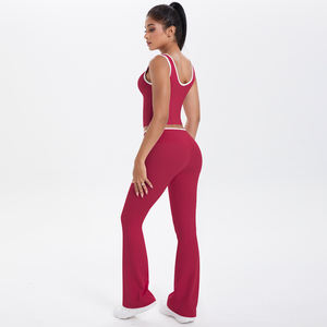 Neu eingetroffen: Modische, atmungsaktive, leichte und hochelastische Sport-BH-Leggings, zweiteiliges Yoga-Set für Damen mit Logo vorne. - Product Image 3