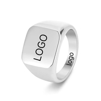ShuoyeW 17mm bague en acier inoxydable argent noir or carré visage lisse Style de base gravé bague en acier inoxydable bague 543