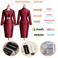 Costume élégant pour femmes J30, tendance, pour le bureau, robe élégante en satin avec blazer perlé et robe intérieure, ensemble 2 pièces, costume de travail formel pour femmes