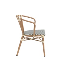 Chaise de bistrot français moderne pour l'extérieur, en tissu Texti-lene résistant aux UV, avec structure en aluminium, empilable et confortable pour hôtel et jardin