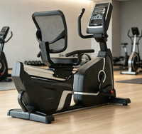 Bicicleta Estática Reclinada Magnética de Grado Comercial, Bicicleta Estática Horizontal con Monitor LCD, Sensor de Ritmo Cardíaco, para Gimnasio y Uso Doméstico