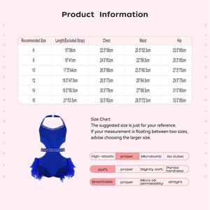 Traje de actuación de baile latino para niñas de 6 a 16 años, leotardo con falda, recitales, Ropa de baile, Corsés, salón de baile, venta al por mayor - Product Image 6