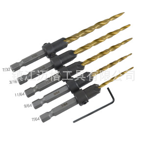 Hex Shank Countersink Drill Set Steel Application Bright Finish Tapered Woodworking Drills - Product Image 4