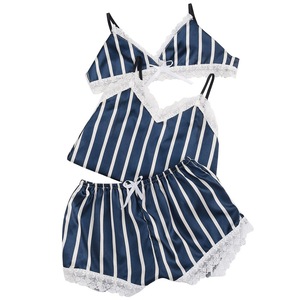 Fabricante de pijamas para mujer, venta al por mayor de camisolas de imitación de seda, holgadas, cómodas, con encaje, conjunto de dos piezas, lencería, bata. - Product Image 1