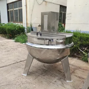 Stainless steel gas steam electrical jacketed pot heating mixing industrial boiling cooker tiltable fixed cooking jacket kettle